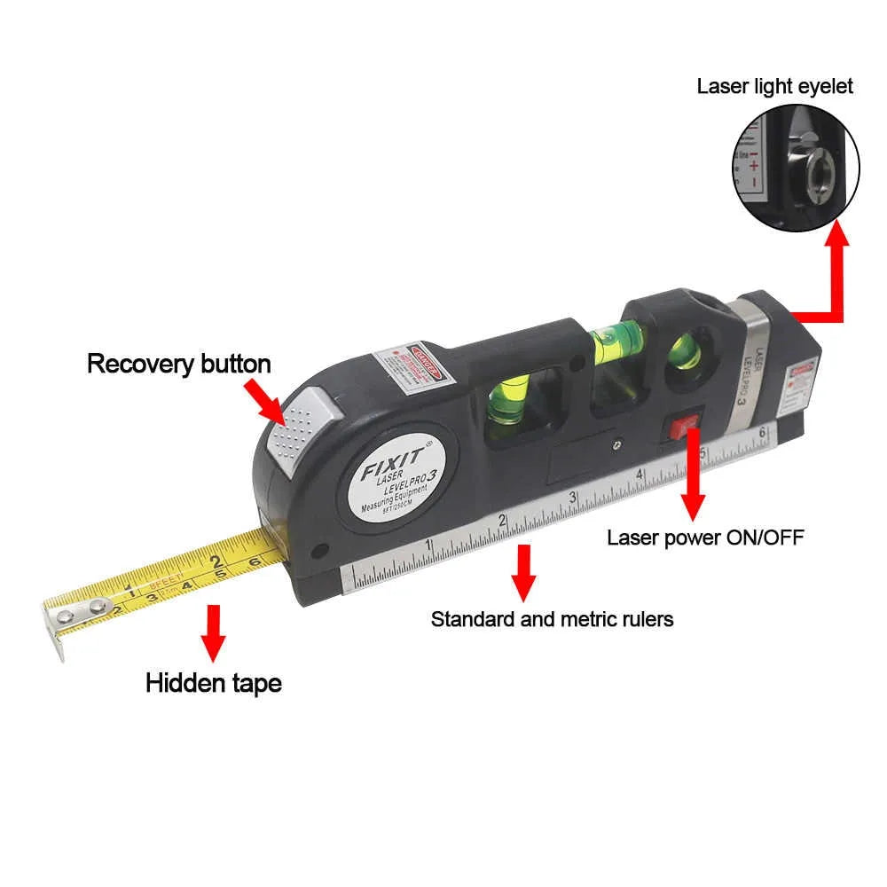 Laser Leveler With Measuring Tape & Laser Beam